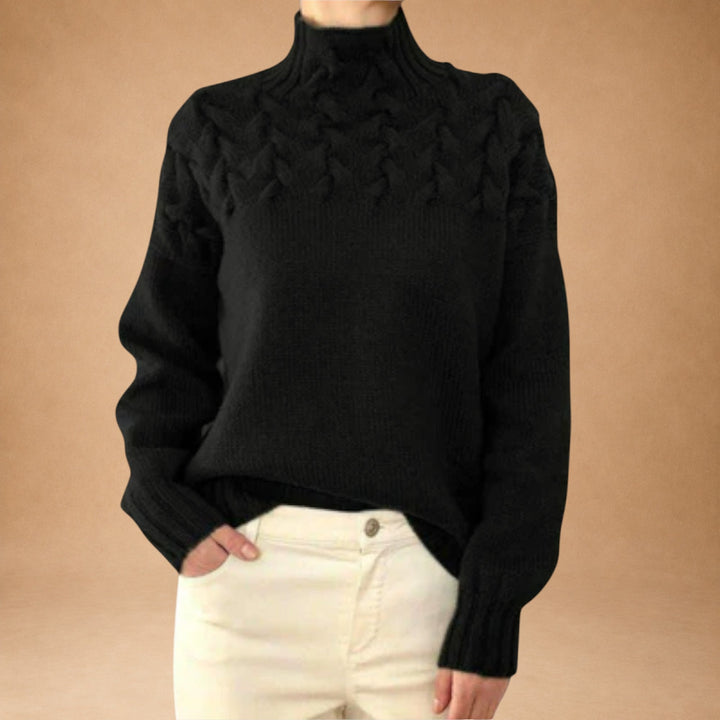 Eva – Damesweater med strikdetalje