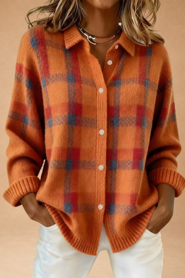 Katerina – Retro, håndlavet uldsweater med kontrast