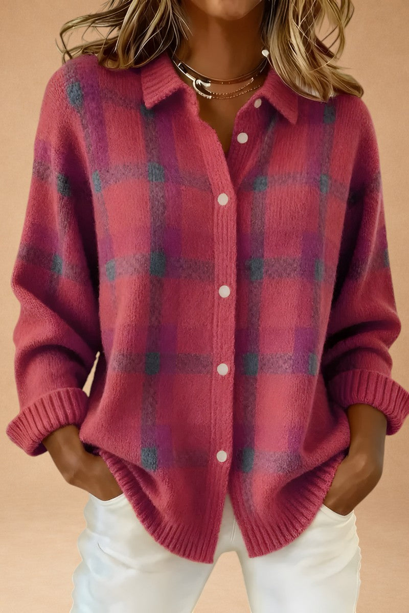 Katerina – Retro, håndlavet uldsweater med kontrast
