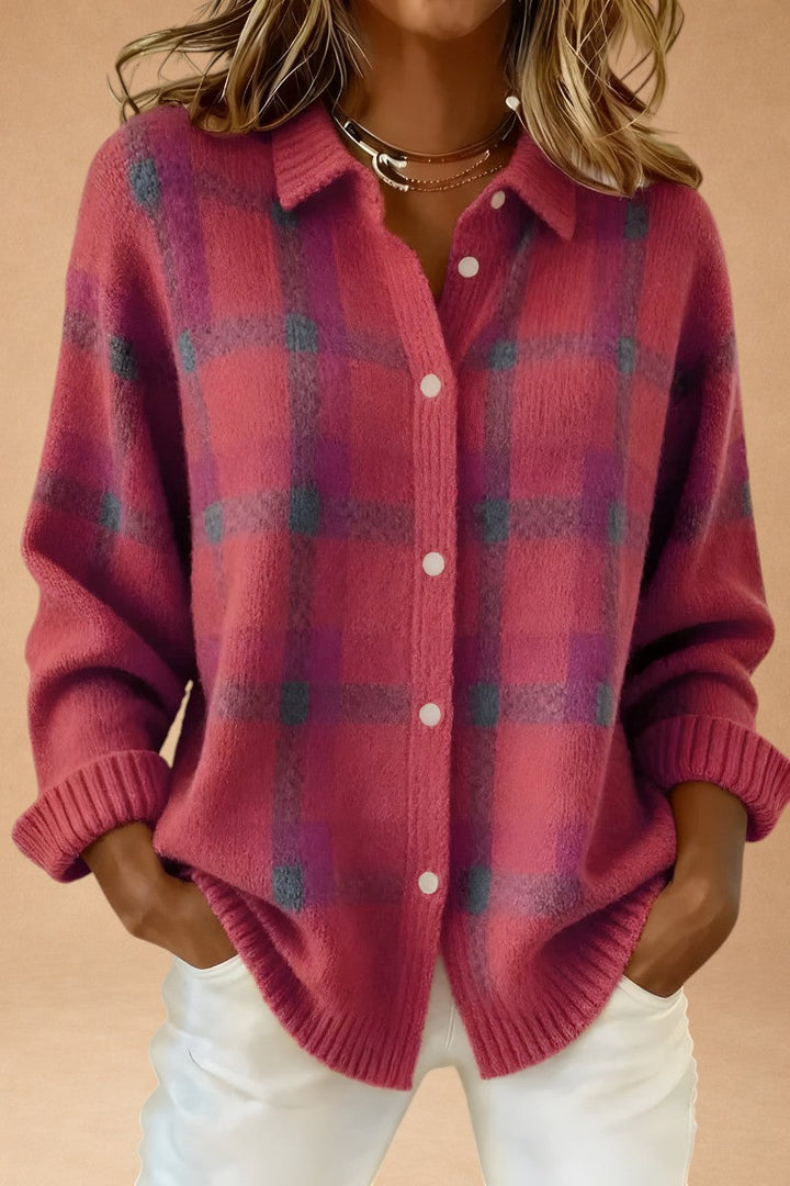 Katerina – Retro, håndlavet uldsweater med kontrast