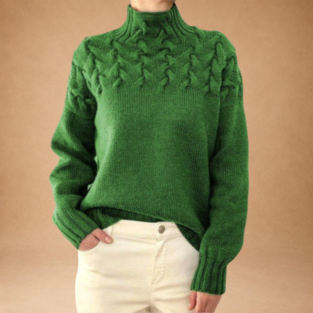 Eva – Damesweater med strikdetalje
