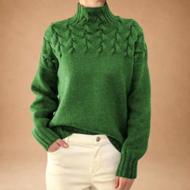 Eva – Damesweater med strikdetalje