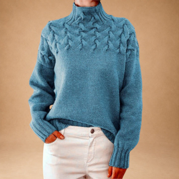 Eva – Damesweater med strikdetalje