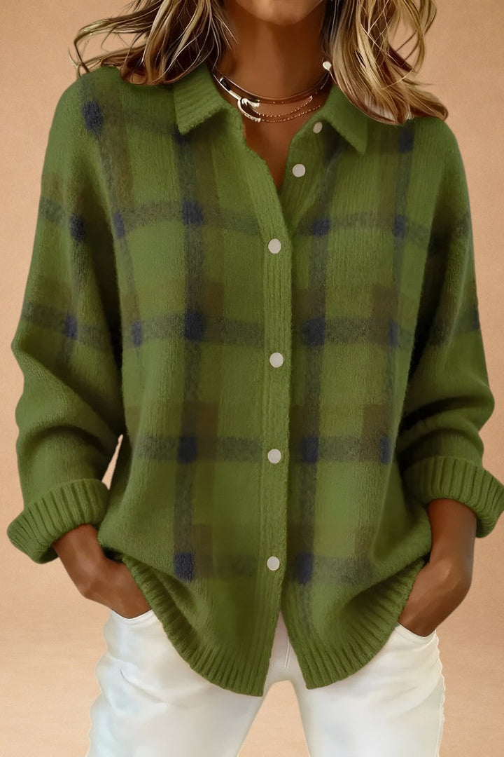 Katerina – Retro, håndlavet uldsweater med kontrast