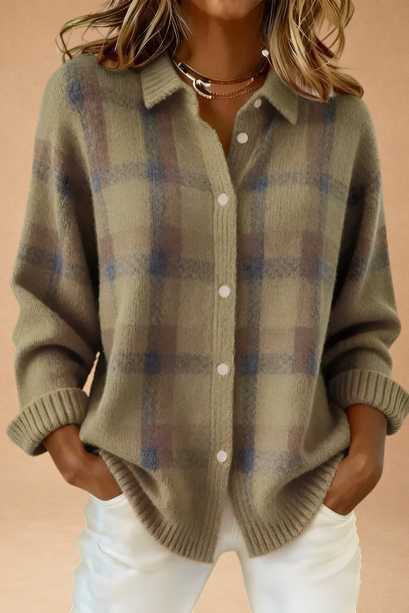 Katerina – Retro, håndlavet uldsweater med kontrast