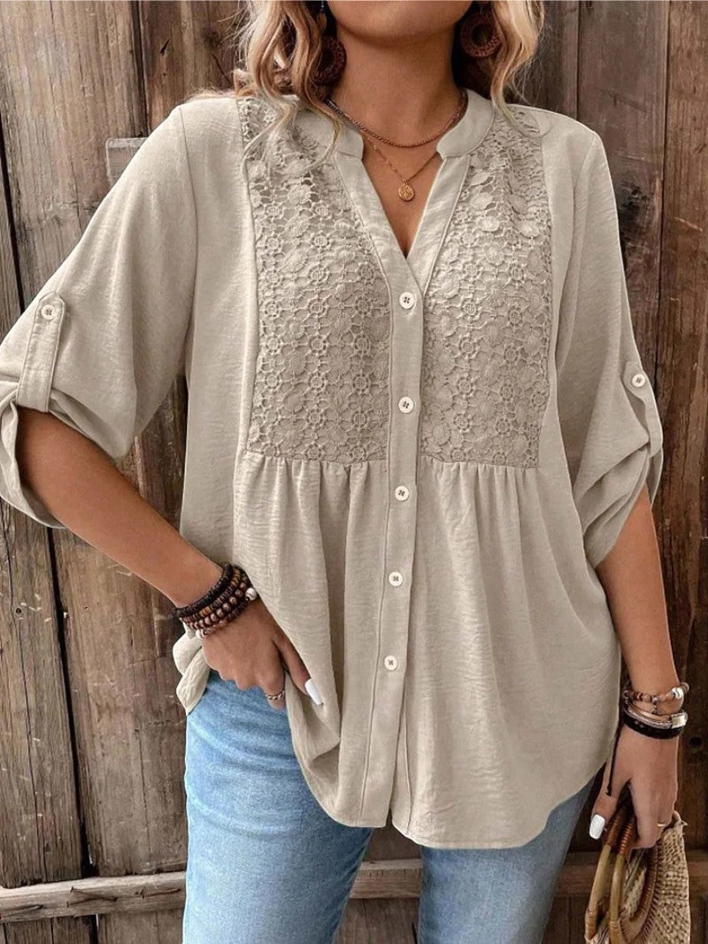 Ariadne – Blusa con cuello en V y botones