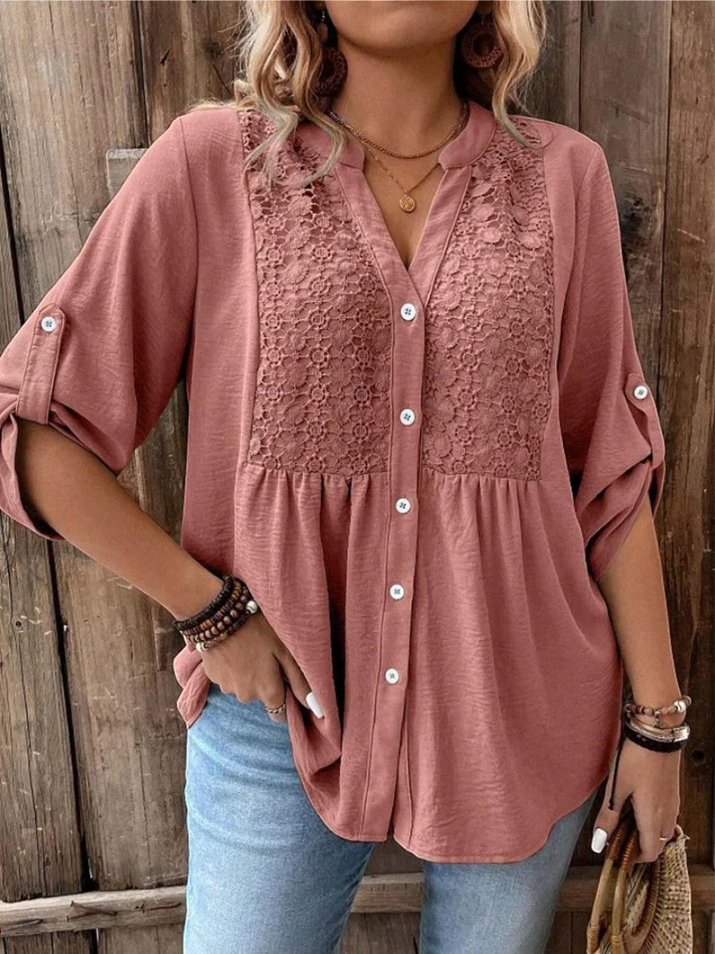 Ariadne – Blusa con cuello en V y botones