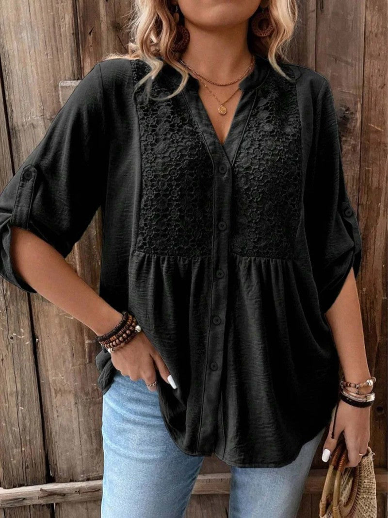 Ariadne – Blusa con cuello en V y botones