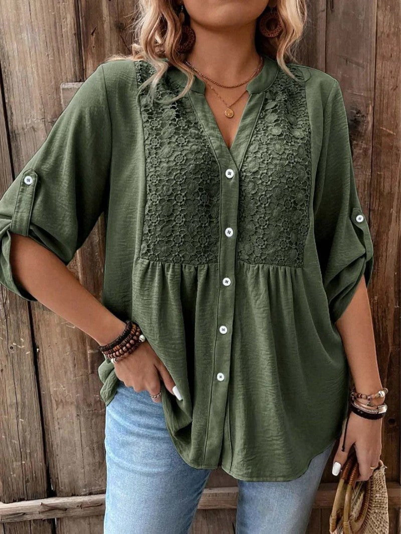 Ariadne – Blusa con cuello en V y botones