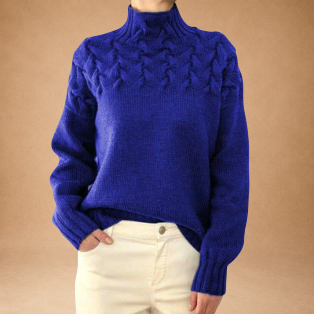 Eva – Damesweater med strikdetalje