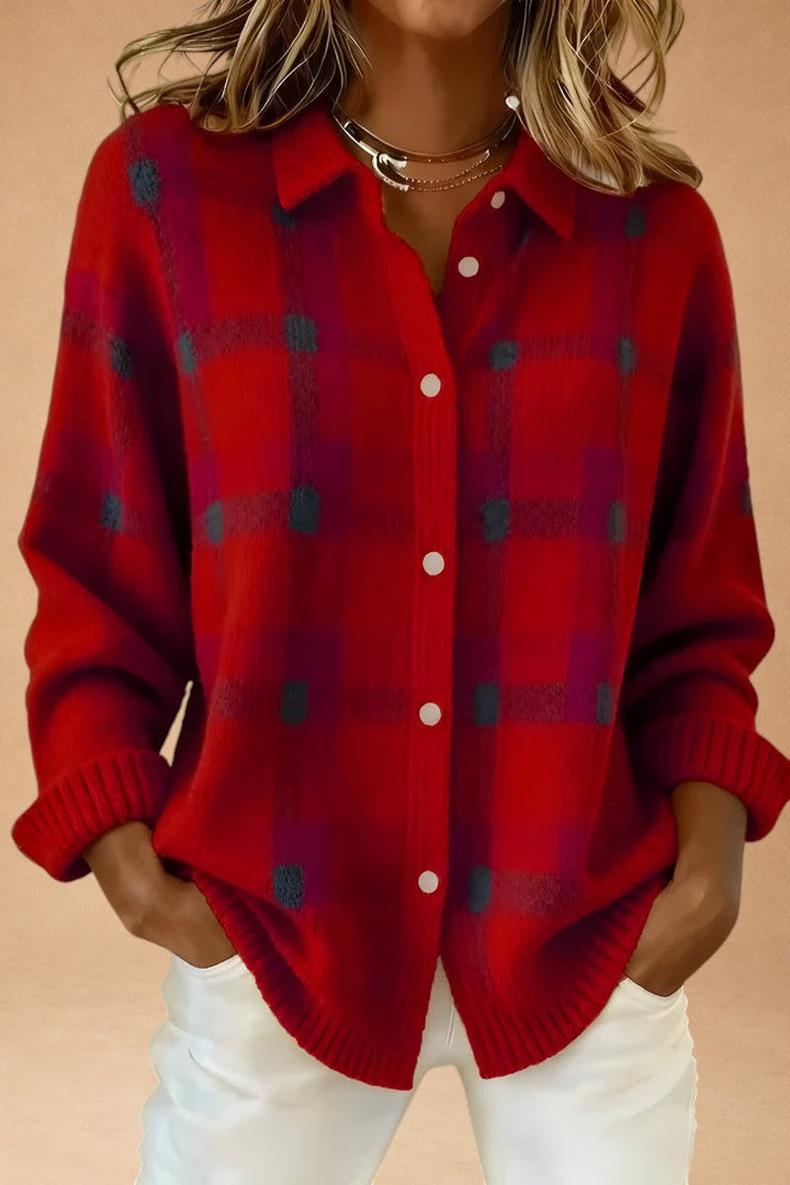 Katerina – Retro, håndlavet uldsweater med kontrast