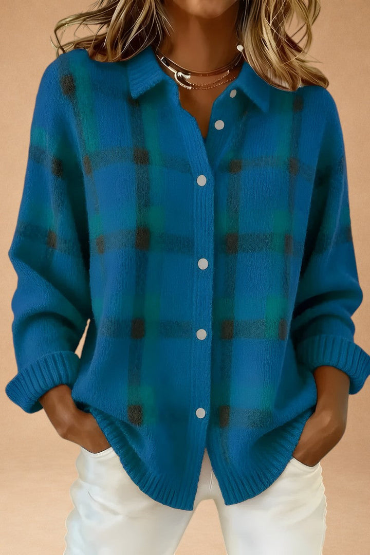 Katerina – Retro, håndlavet uldsweater med kontrast