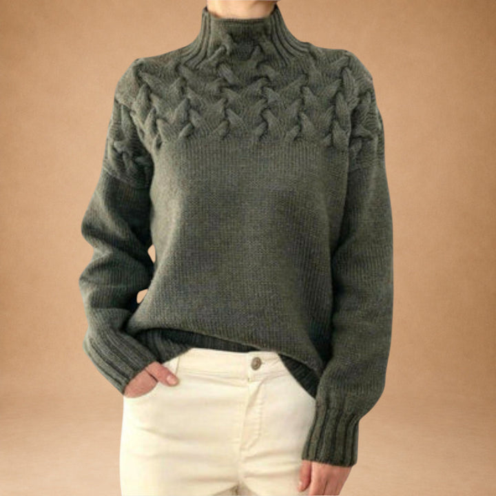Eva – Damesweater med strikdetalje