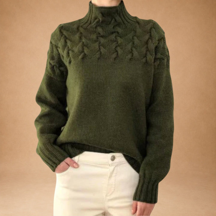 Eva – Damesweater med strikdetalje