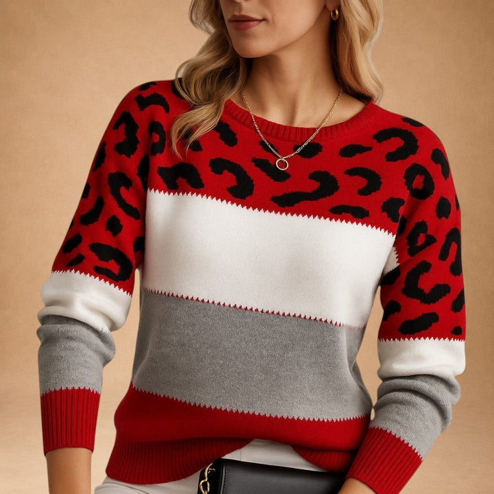 Phaedra - Jersey con estampado de leopardo y textura suave