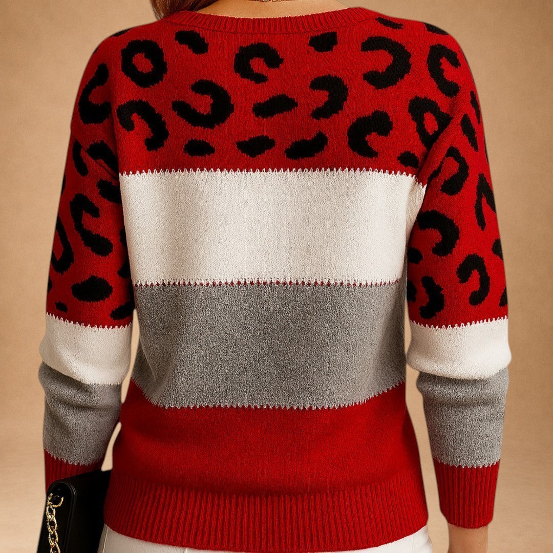 Phaedra - Jersey con estampado de leopardo y textura suave