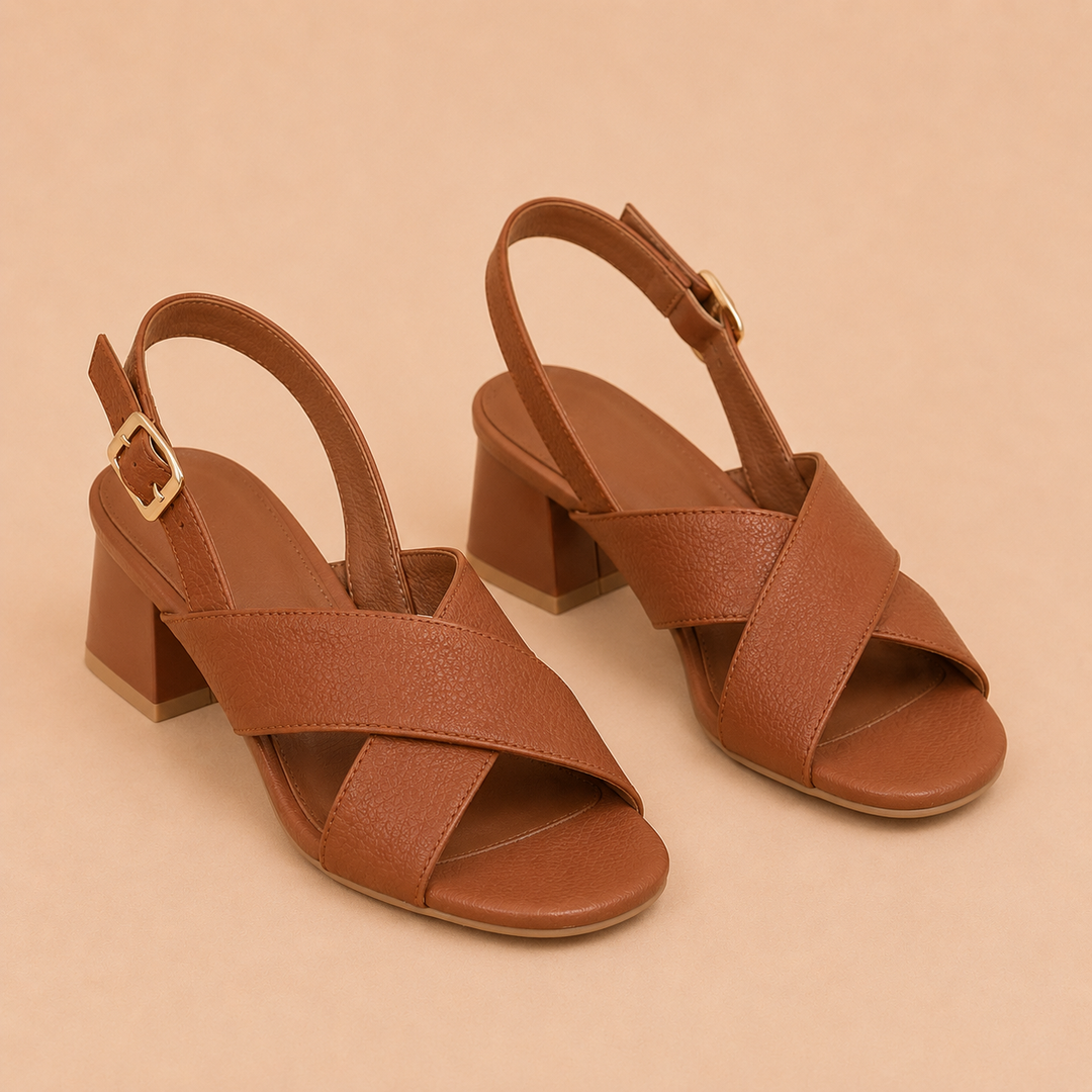 Marta - Sandalias de tacón grueso y tiras cruzadas