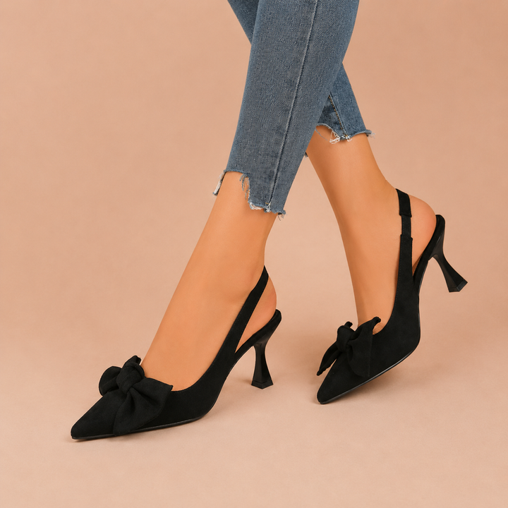 Κλαούντια – Slingback-sko med spids snude og sløjfe
