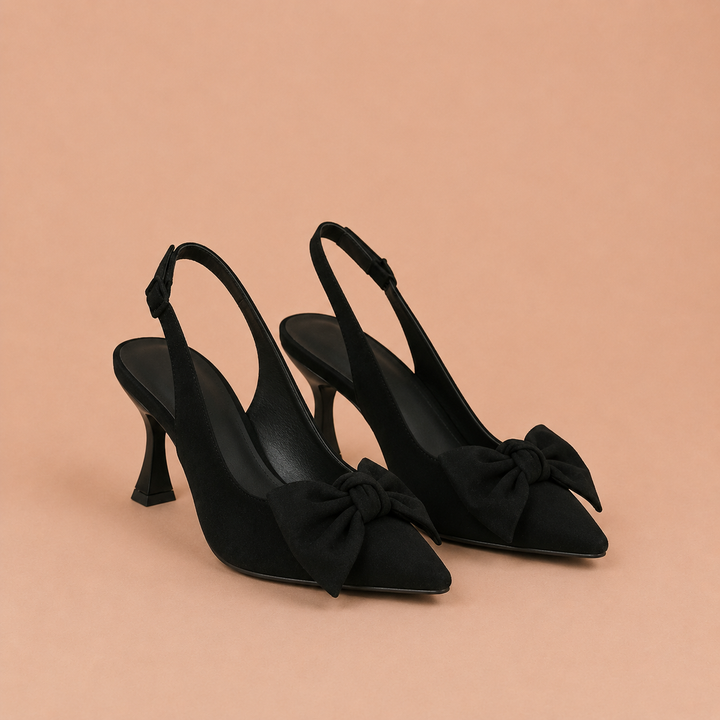 Κλαούντια – Slingback-sko med spids snude og sløjfe