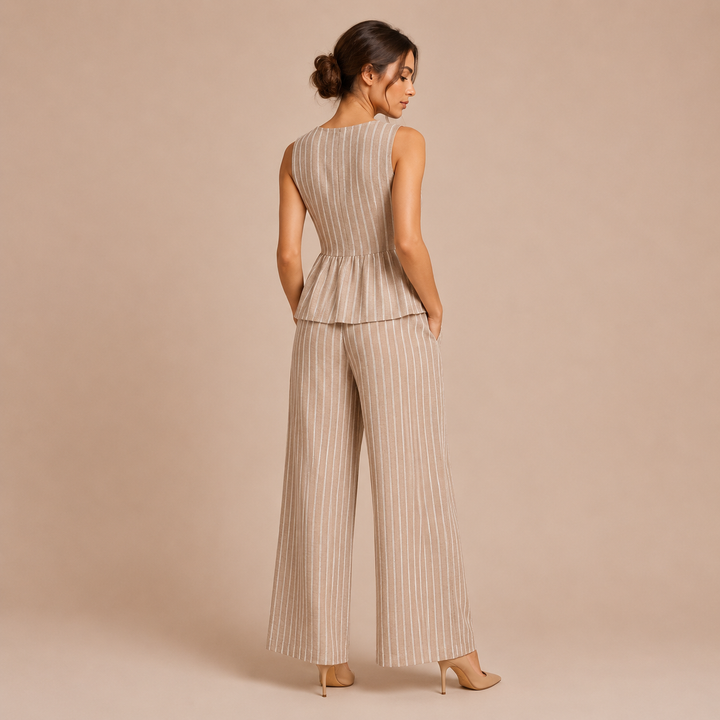 Paloma - Conjunto de rayas con top de escote en V