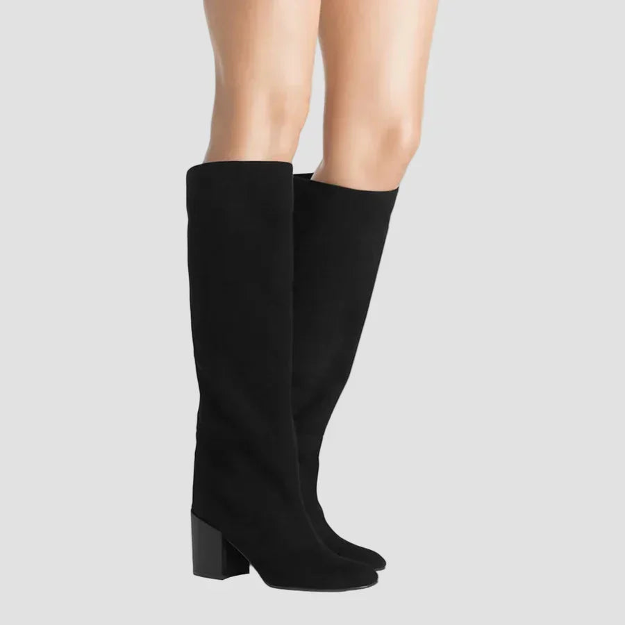 Anastasia - Botas negras por encima de la rodilla con tacón ancho