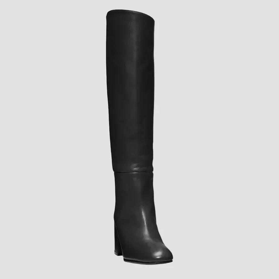 Anastasia - Botas negras por encima de la rodilla con tacón ancho