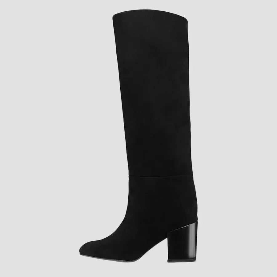 Anastasia - Botas negras por encima de la rodilla con tacón ancho
