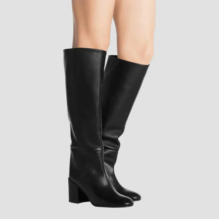 Anastasia - Botas negras por encima de la rodilla con tacón ancho