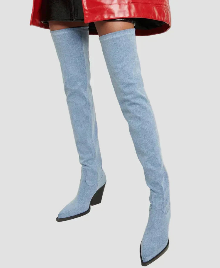 Ioanna – Overknee-støvler med hæl og læderlook