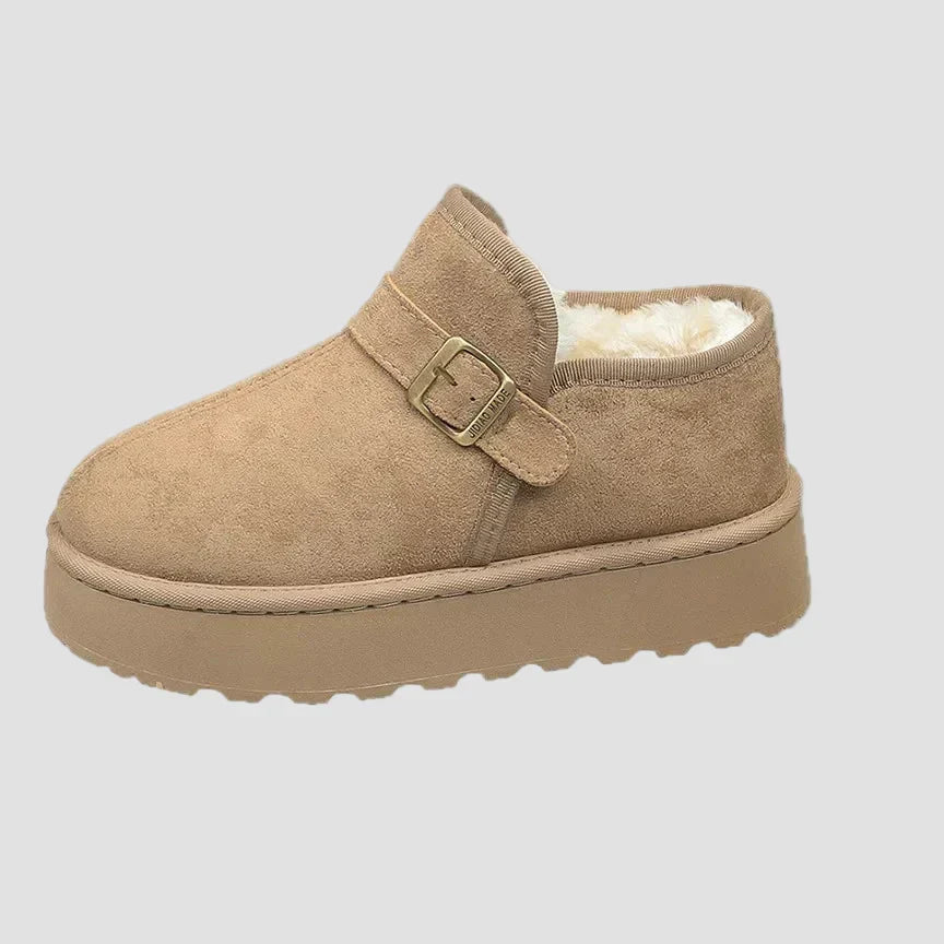 Nikoleta - Botines cálidos con forro de pelo sintético y aspecto de ante