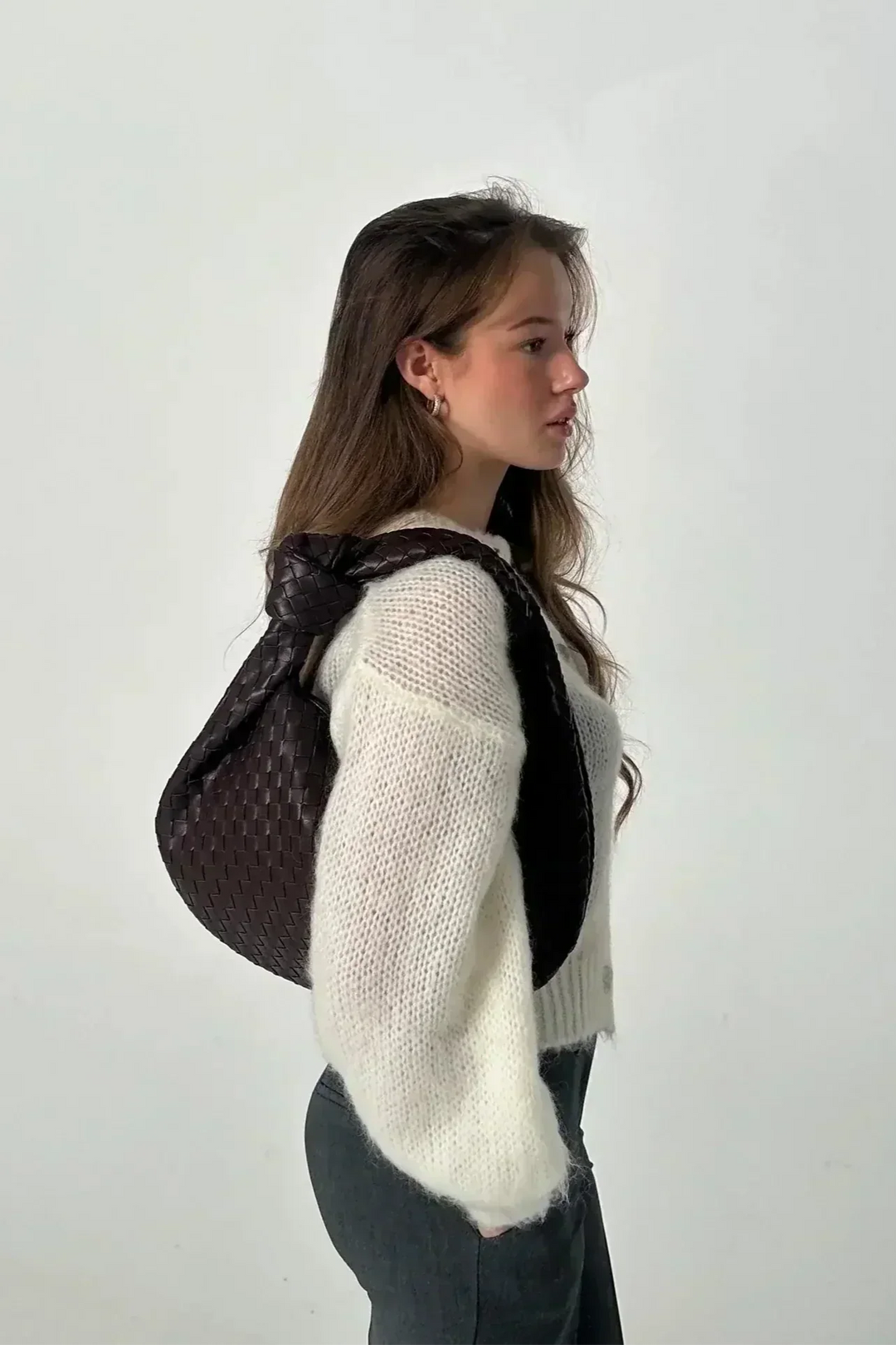 Bolso de Hombro Mediano de Tela Sage