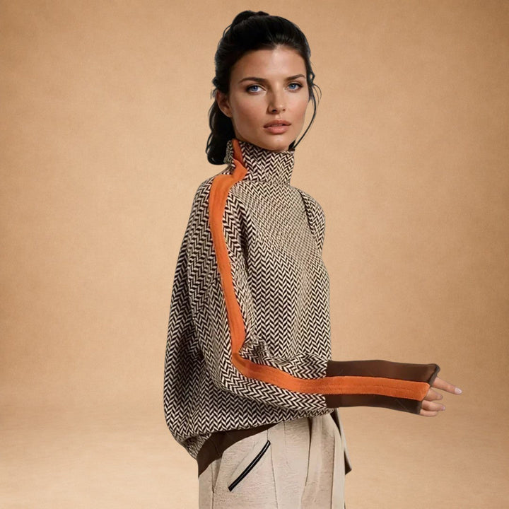 Aristoniki – Sweater med høj krave og elegante stribekontraster