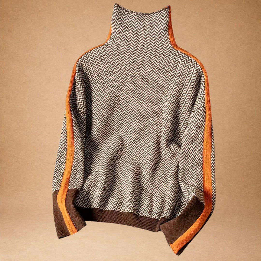 Aristoniki – Sweater med høj krave og elegante stribekontraster