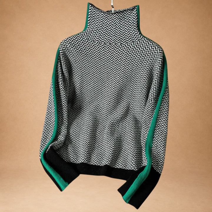 Aristoniki – Sweater med høj krave og elegante stribekontraster