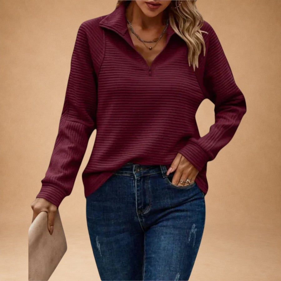 Vilja – Sweater med halvlång lynlås