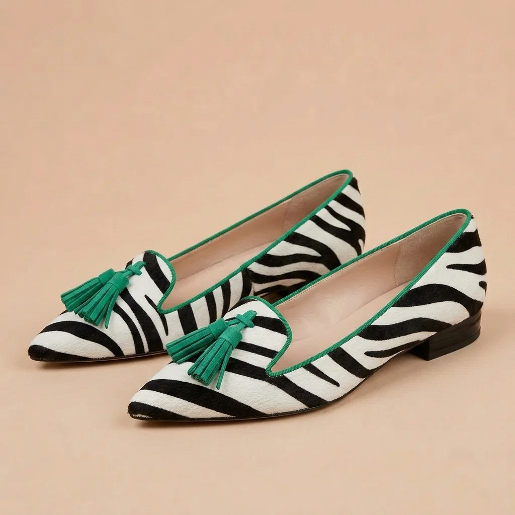 Riane™ | Mocasines de cebra verdes