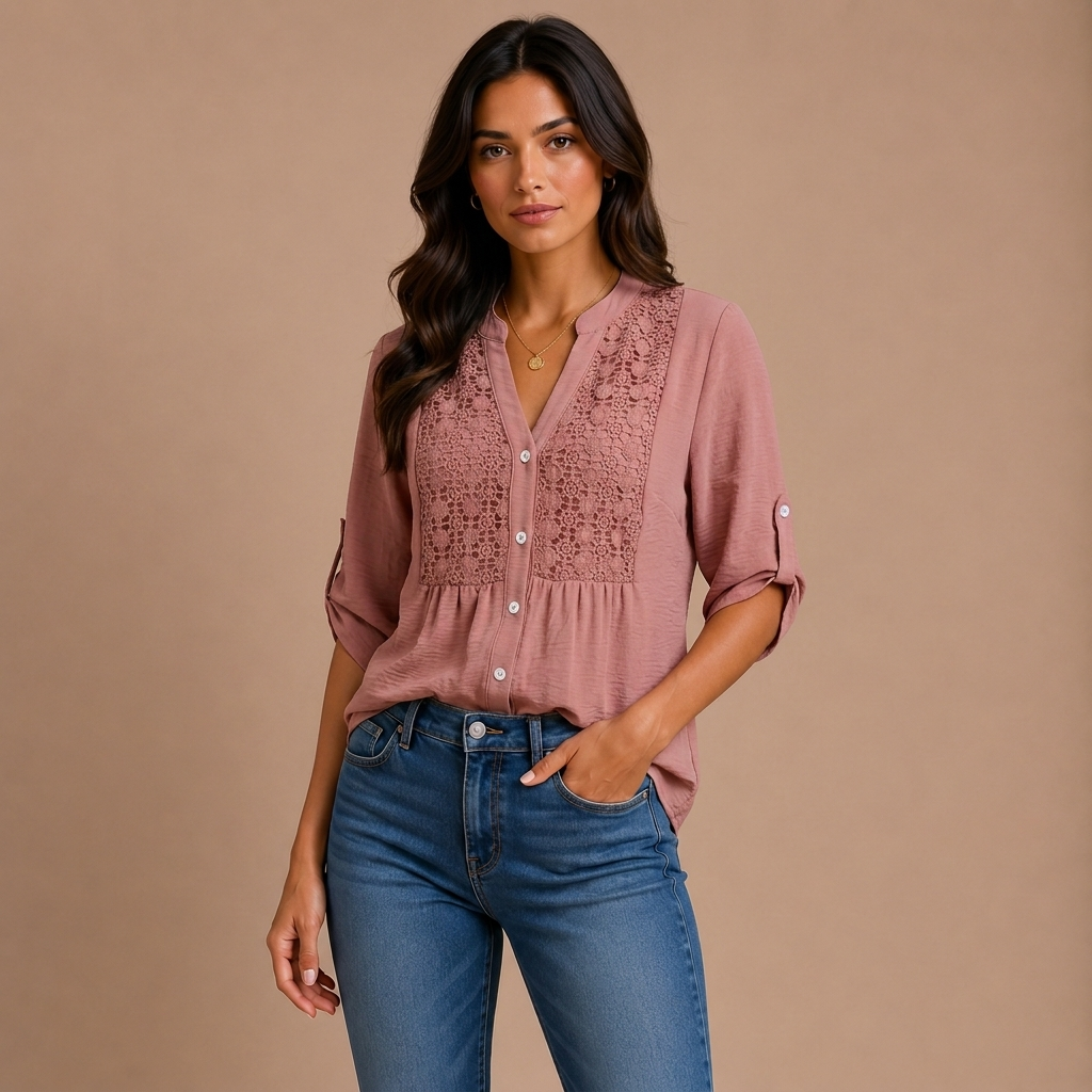 Ariadne – Blusa con cuello en V y botones