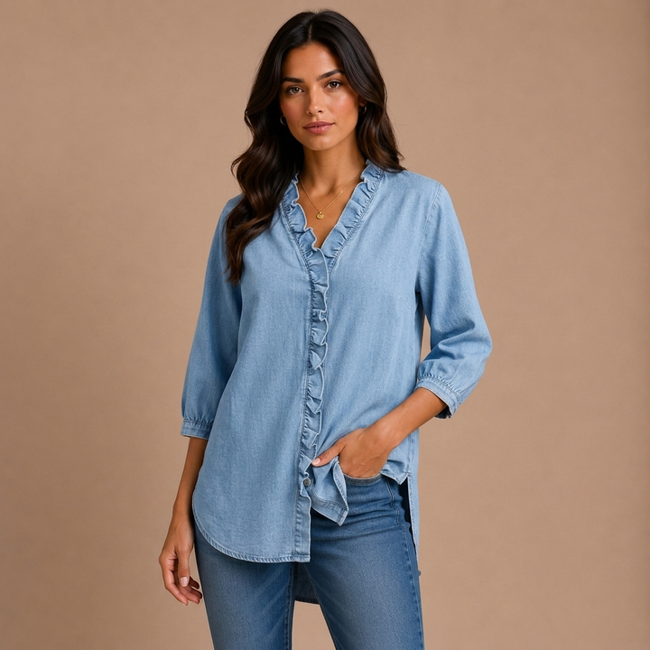 Elena – elegant bluse med flæser