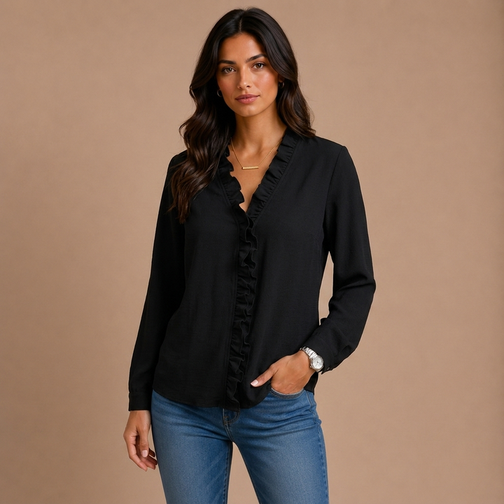 Ariadne – Blusa con cuello en V y botones