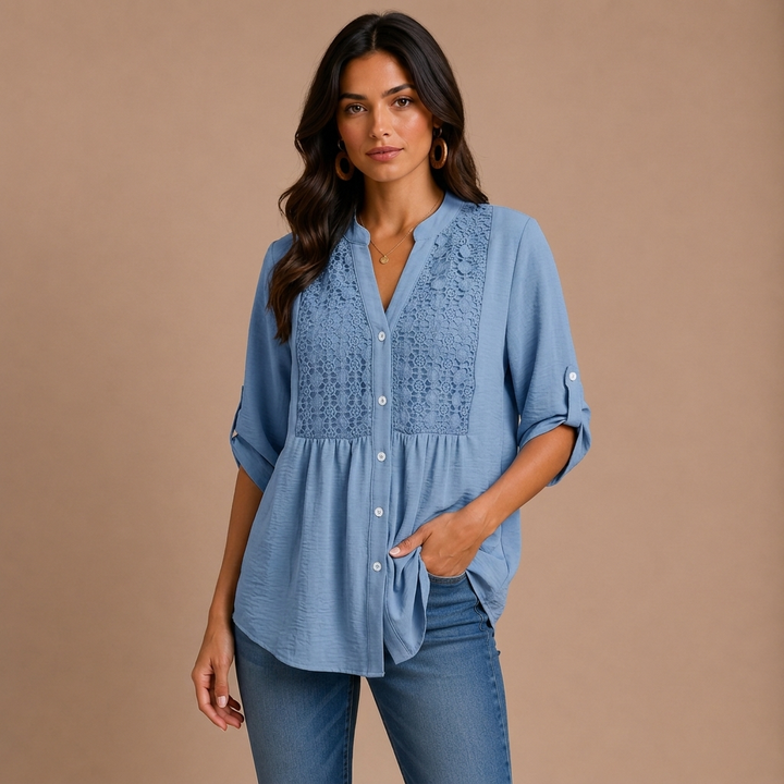 Ariadne – Blusa con cuello en V y botones